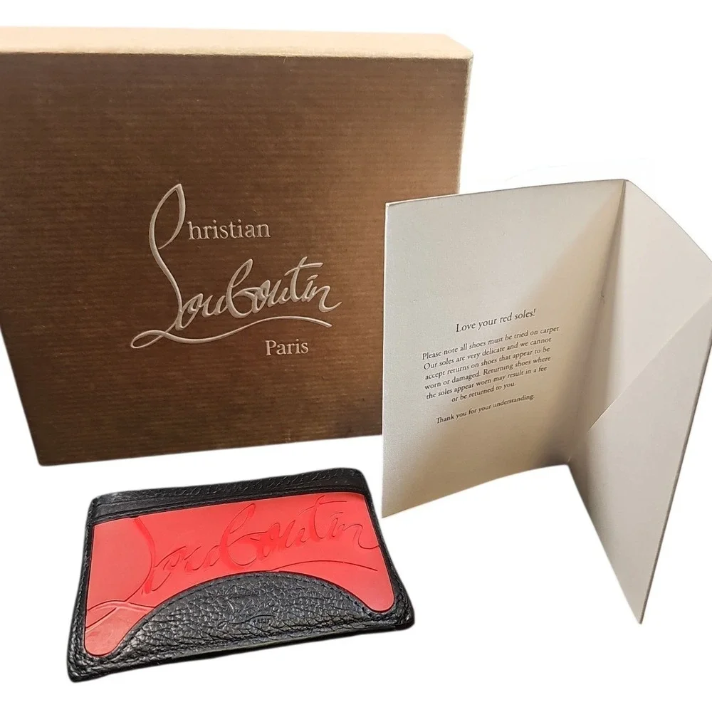 Christian Louboutin Red & Black Leather Card Holder